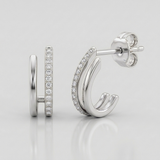 slim pave natural diamond hoop earrings in 14k gold white gold