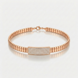 pave bar omega natural diamond bracelet in 14k gold rose gold