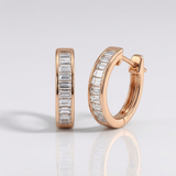 baguette natural diamond hoop earrings in 14k gold rose gold