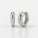 criss cross natural diamond huggie earrings in 14k gold white gold