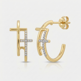 caged lobe natural diamond stud earrings in 14k gold