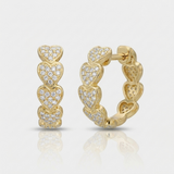 heart natural diamond huggie earrings in 14k gold