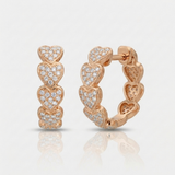 heart natural diamond huggie earrings in 14k gold rose gold