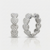heart natural diamond huggie earrings in 14k gold white gold