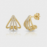 cage frame natural diamond lobe stud earrings in 14k gold