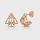 cage frame natural diamond lobe stud earrings in 14k gold rose gold