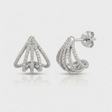 cage frame natural diamond lobe stud earrings in 14k gold white gold