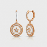 sapphire star natural diamond stud earrings in 14k gold rose gold