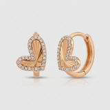 fluted heart natural diamond huggie earrings in 14k gold rose gold