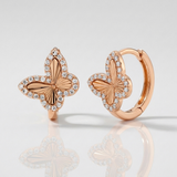 fluted butterfly natural diamond huggie earrings in 14k gold rose gold