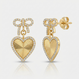 fluted heart natural diamond stud earrings in 14k gold