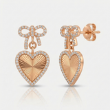 fluted heart natural diamond stud earrings in 14k gold rose gold