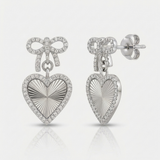fluted heart natural diamond stud earrings in 14k gold white gold