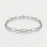 elongated oval link natural diamond bracelet in 14k gold white gold