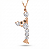 lobster motif natural diamond pendant necklace in 14k gold rose gold