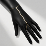 marquise and round natural diamond station hand chain in 14k gold
