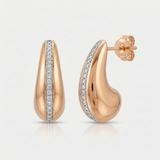 pave twisted natural diamond earrings slim in 14k gold rose gold