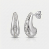 pave twisted natural diamond earrings slim in 14k gold white gold
