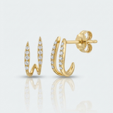 mini cage natural diamond stud earrings in 14k gold