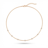 station skinny omega natural diamond necklace in 14k gold rose gold