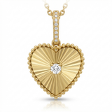 fluted heart natural diamond charm classic in 14k gold