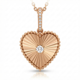 fluted heart natural diamond charm classic in 14k gold rose gold