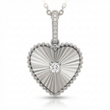 fluted heart natural diamond charm classic in 14k gold white gold