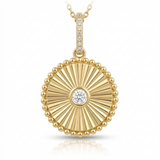 fluted disc natural diamond charm classic in 14k gold