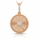 fluted disc natural diamond charm classic in 14k gold rose gold