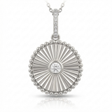 fluted disc natural diamond charm classic in 14k gold white gold