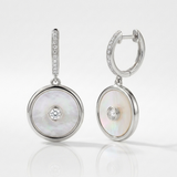 sapphire disc drop natural diamond huggie earrings in 14k gold white gold