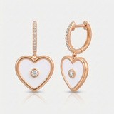 sapphire heart drop natural diamond huggie earrings in 14k gold rose gold