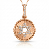 fluted star of david natural diamond charm in 14k gold rose gold