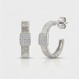 fluted open hoop natural diamond earrings large in 14k gold white gold