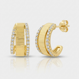 fluted cage natural diamond lobe earrings in 14k gold
