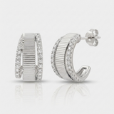 fluted cage natural diamond lobe earrings in 14k gold white gold
