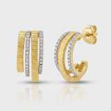fluted open hoop natural diamond earrings medium in 14k gold