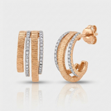 fluted open hoop natural diamond earrings medium in 14k gold rose gold
