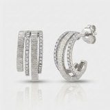 fluted open hoop natural diamond earrings medium in 14k gold white gold