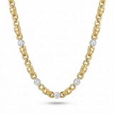 panther link natural diamond necklace in 14k gold