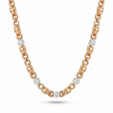 panther link natural diamond necklace in 14k gold rose gold