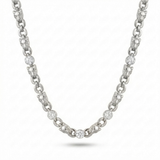 panther link natural diamond necklace in 14k gold white gold