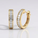 baguette natural diamond hoop earrings in 14k gold