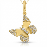 butterfly natural diamond necklace charm classic in 14k gold