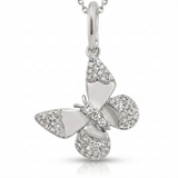 butterfly natural diamond necklace charm classic in 14k gold white gold