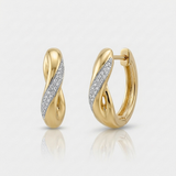 twisted pave natural diamond huggie earrings medium in 14k gold