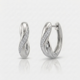 twisted pave natural diamond huggie earrings medium in 14k gold white gold