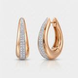 twisted pave natural diamond huggie earrings light in 14k gold rose gold