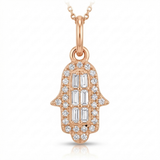 hamsa natural diamond charm in 14k gold rose gold
