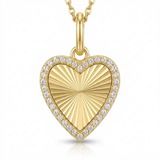 fluted heart natural diamond charm petite in 14k gold